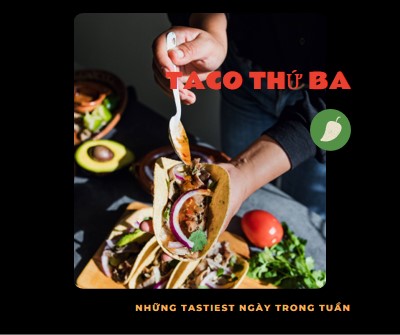 Taco Thứ Ba black modern-simple