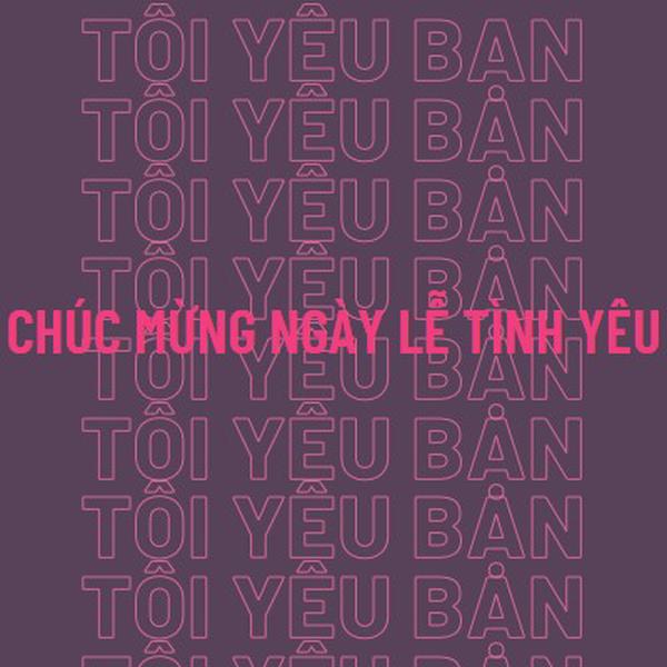 Anh yêu em, ngày lễ tình yêu purple modern-bold