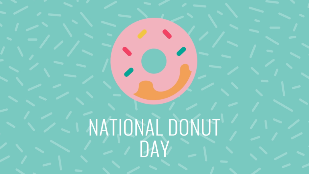 Yum it's National Donut Day blue modern-simple