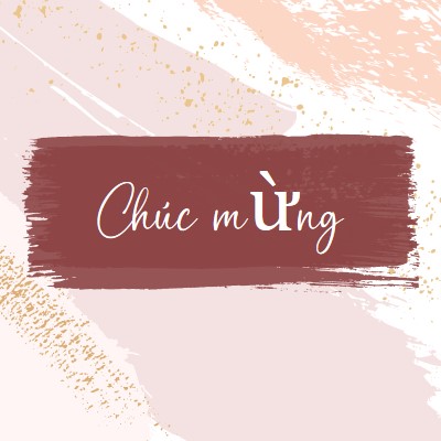 Chúc mừng đơn giản pink organic-simple