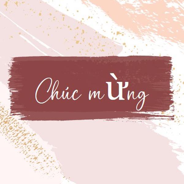 Chúc mừng đơn giản pink organic-simple