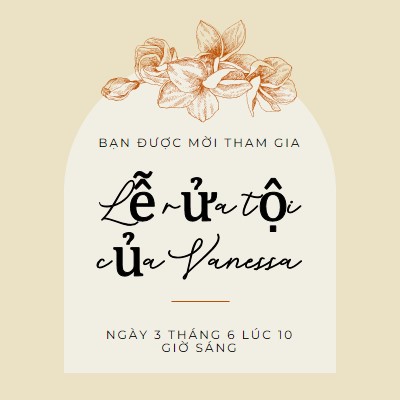 Lời mời làm Phép Báp-têm yellow vintage-botanical