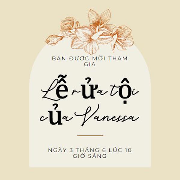 Lời mời làm Phép Báp-têm yellow vintage-botanical