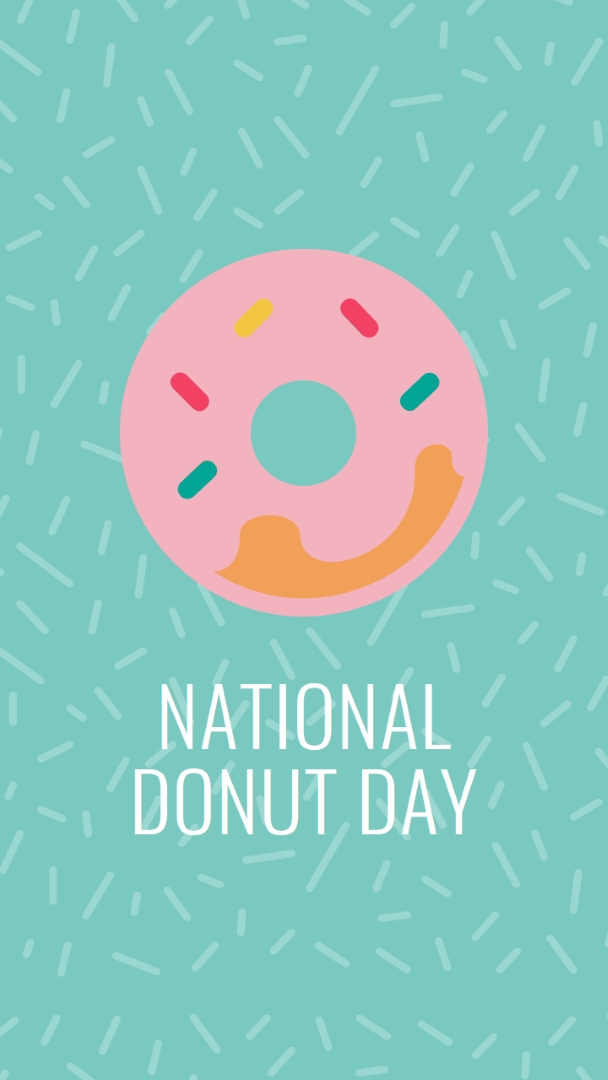 Yum it's National Donut Day blue modern-simple