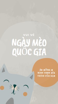 Chúc mừng Ngày Mèo Quốc gia gray organic-simple