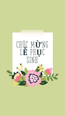 Hoa Phục Sinh green whimsical-line