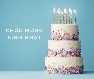 Chúc mừng sinh nhật bánh blue modern-simple