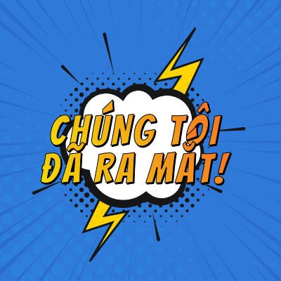 Chúng tôi đã ra mắt! blue modern-bold