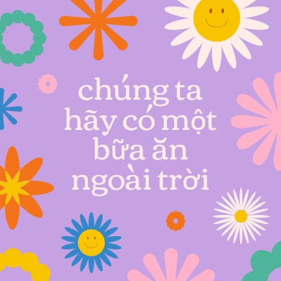 Hãy cùng đi dã ngoại purple retro,playful,graphic,floral,bright