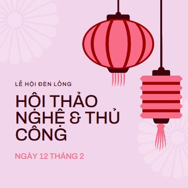 Hội thảo liên hoan đèn lồng pink modern,whimsical,graphics,minimal,bold,typographic