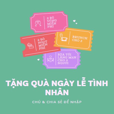 Tặng quà ngày Valentine green bright,playful,tickets,retro,shape,overlapping