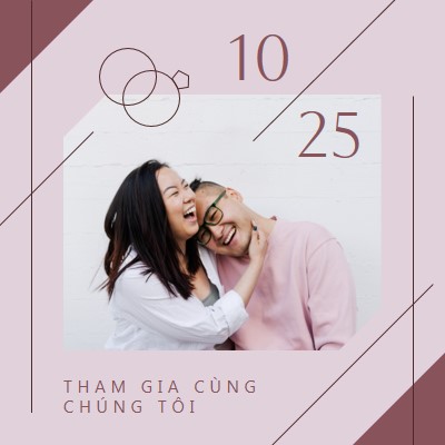 Tham gia cùng chúng tôi cho đám cưới của chúng tôi purple minimal,elegant,lines