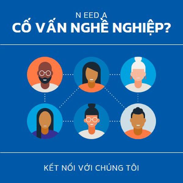 Bạn cần người cố vấn nghề nghiệp? blue simple,clean,illustration,circles,bold,graphic