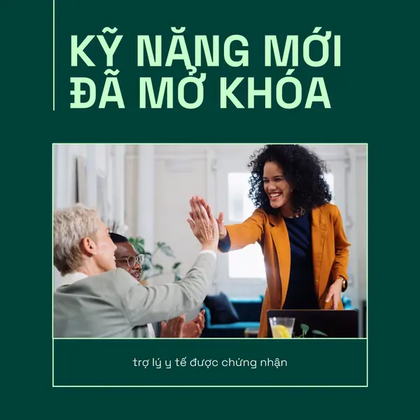 Thông báo mở khóa kỹ năng mới green professional,modern,square,frame,photo,simple