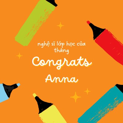 Nghệ sĩ lớp học của tháng orange colorful,bright,markers,fun,graphic,handwriting