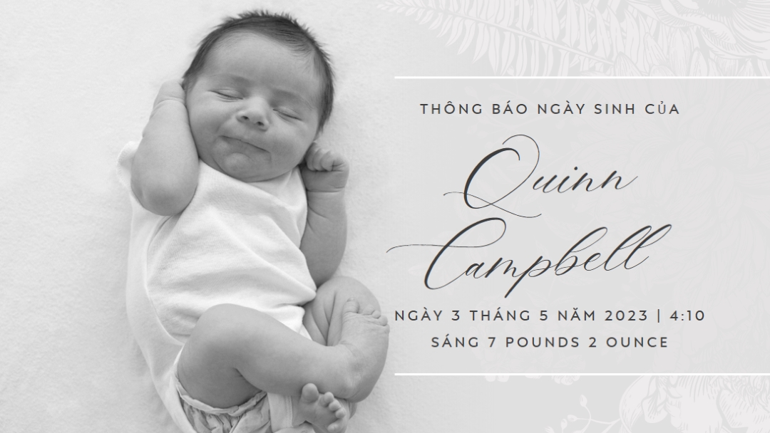 Thông báo về ngày sinh của gray modern-simple
