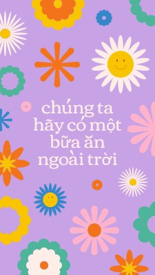 Hãy cùng đi dã ngoại purple retro,playful,graphic,floral,bright