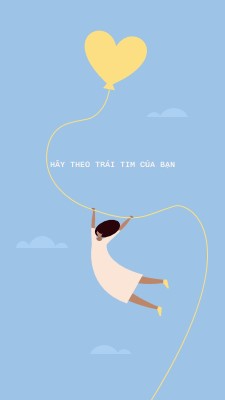 Hãy theo dõi trái tim của bạn blue cute,whimsical,balloon,rustic,playful,simple