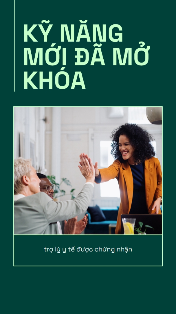 Thông báo mở khóa kỹ năng mới green professional,modern,square,frame,photo,simple