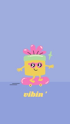 Chỉ cần vibin' blue retro,groovy,skate,quirky,fun,offbeat