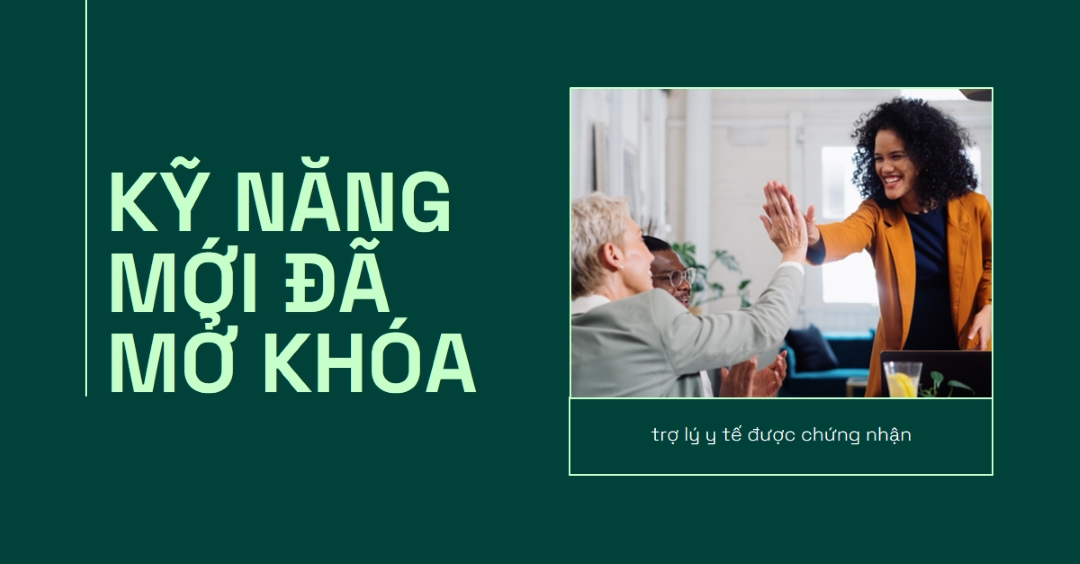 Thông báo mở khóa kỹ năng mới green professional,modern,square,frame,photo,simple