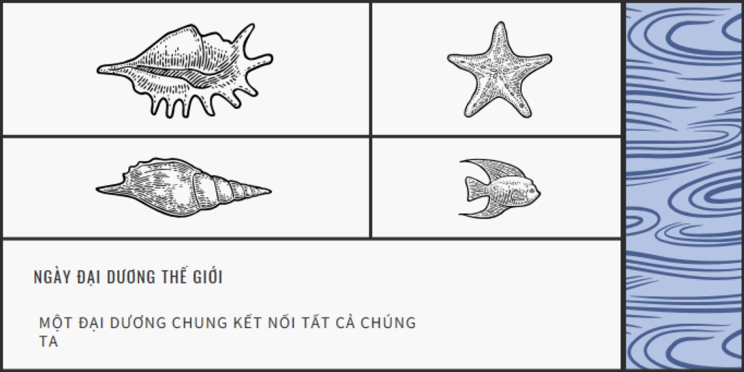Chúc mừng Ngày Đại dương Thế giới white vintage-retro