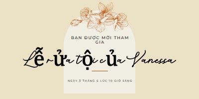 Lời mời làm Phép Báp-têm yellow vintage-botanical