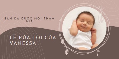 Lời mời làm Phép Báp-têm pink organic-boho