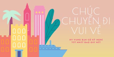 Chúc Chuyến đi vui vẻ pink modern-color-block