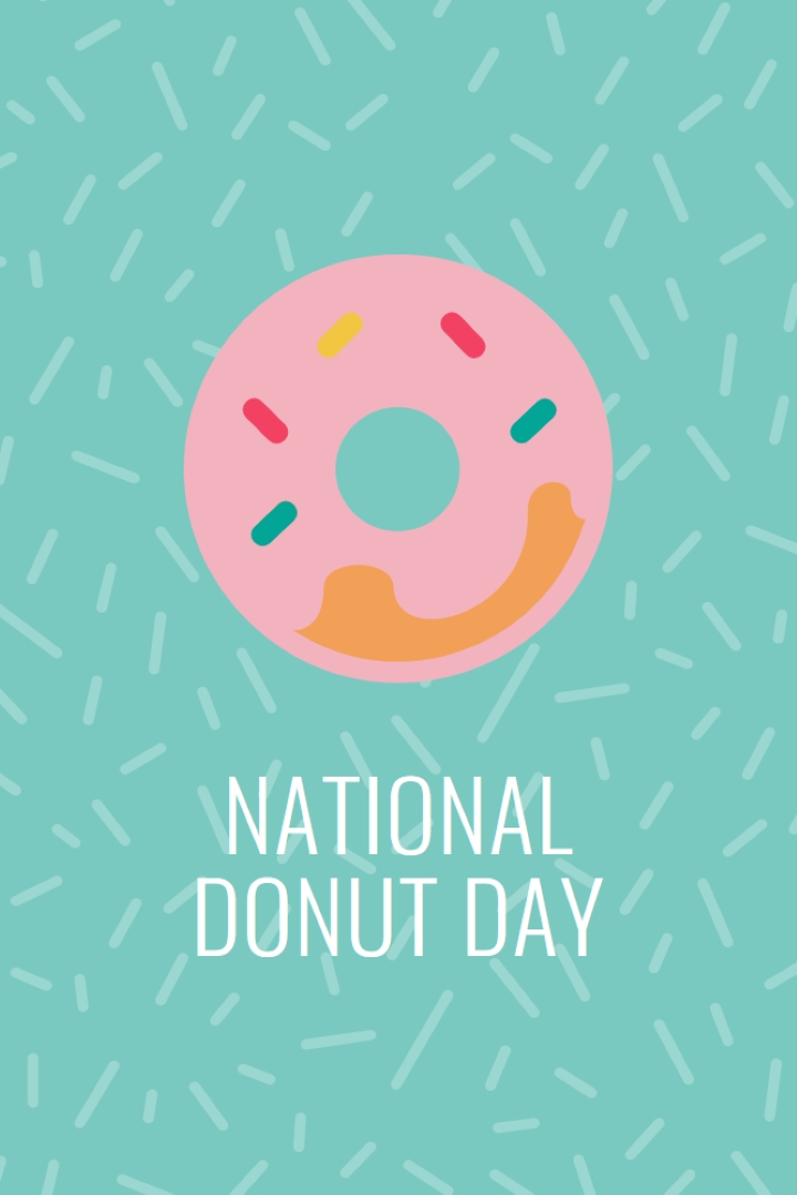 Yum it's National Donut Day blue modern-simple