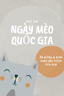 Chúc mừng Ngày Mèo Quốc gia gray organic-simple