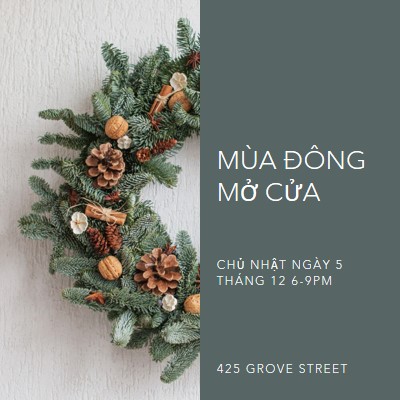 Vòng hoa mùa đông green modern-simple