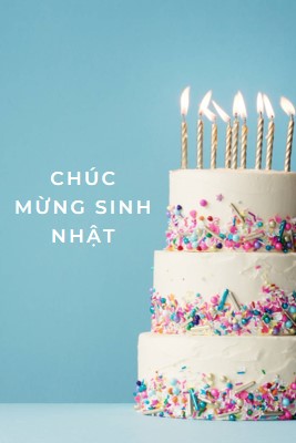 Chúc mừng sinh nhật bánh blue modern-simple