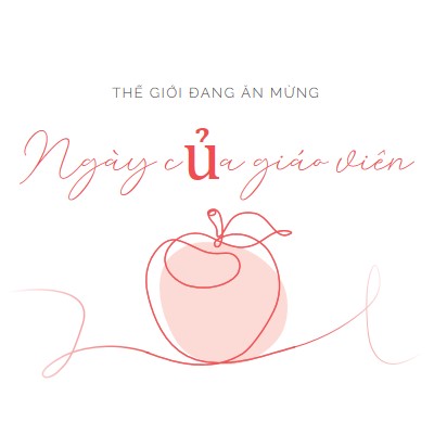 Ngày của giáo viên red whimsical-line