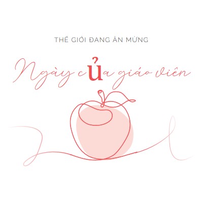 Ngày của giáo viên red whimsical-line