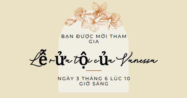 Lời mời làm Phép Báp-têm yellow vintage-botanical