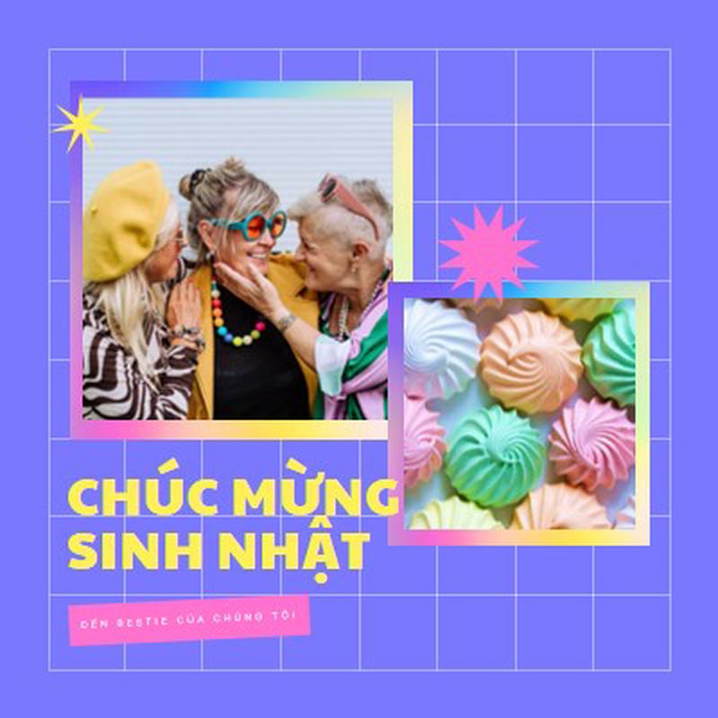 Chúc mừng sinh nhật, bestie purple bold,bright,geometric