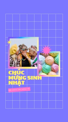 Chúc mừng sinh nhật, bestie purple bold,bright,geometric