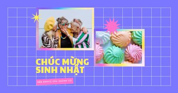 Chúc mừng sinh nhật, bestie purple bold,bright,geometric