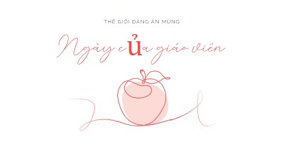 Ngày của giáo viên red whimsical-line