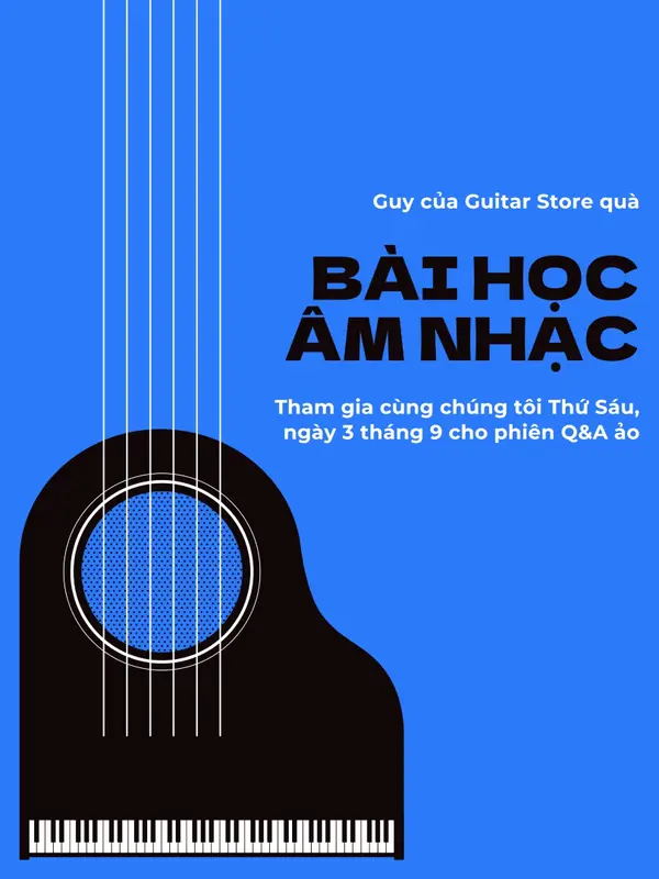 Áp phích bài học âm nhạc hiện đại đơn giản blue modern,simple,illustrative