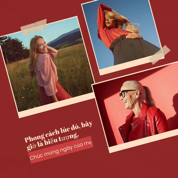 Ngày của mẹ đầy phong cách red collage,photo,dynamic,multi-photo,multi-image,montage