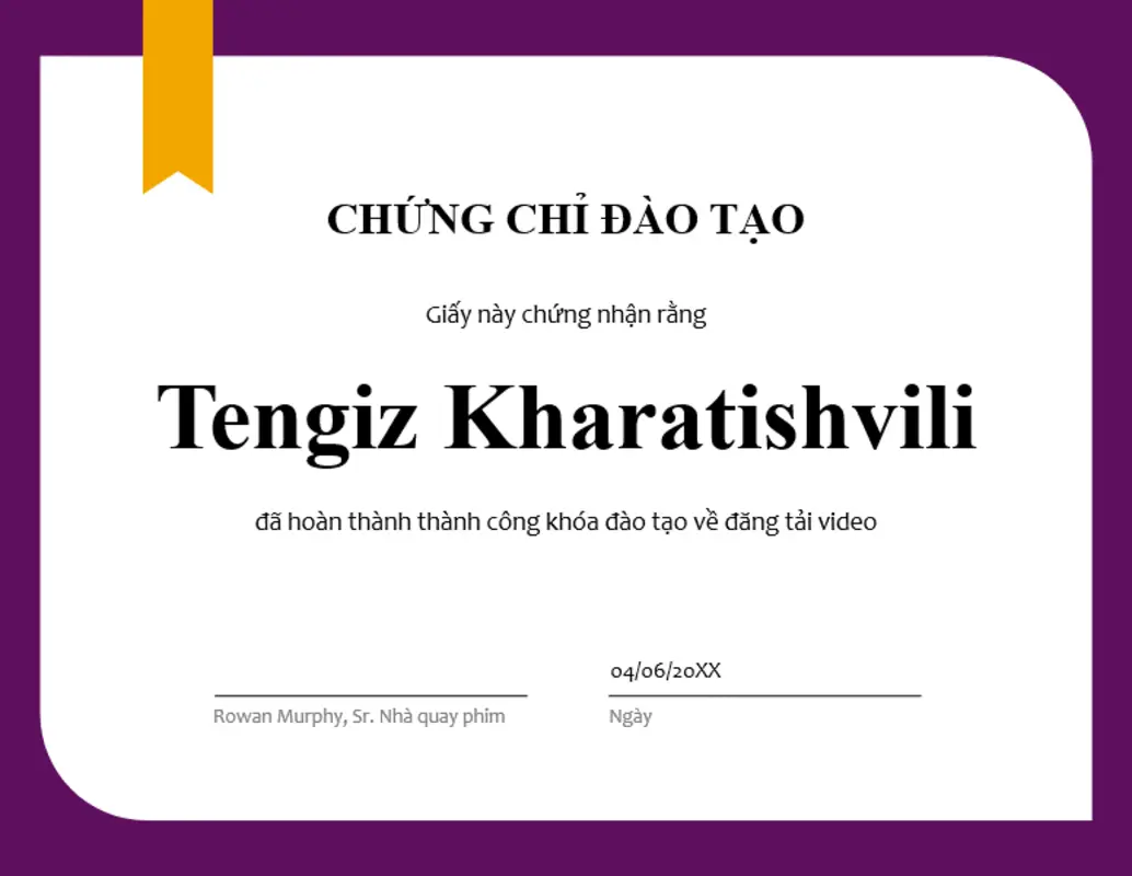 Chứng chỉ đào tạo purple modern-simple