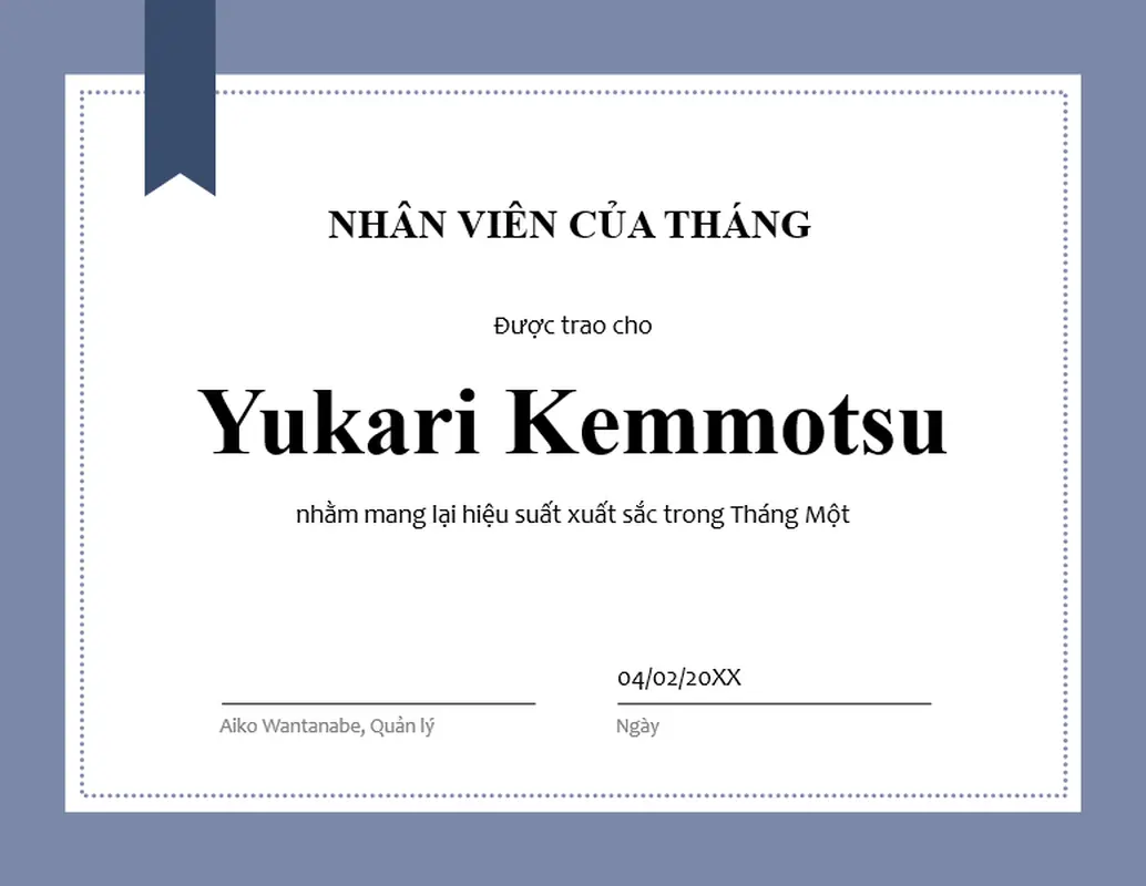 Giấy chứng nhận cho nhân viên của tháng modern-simple