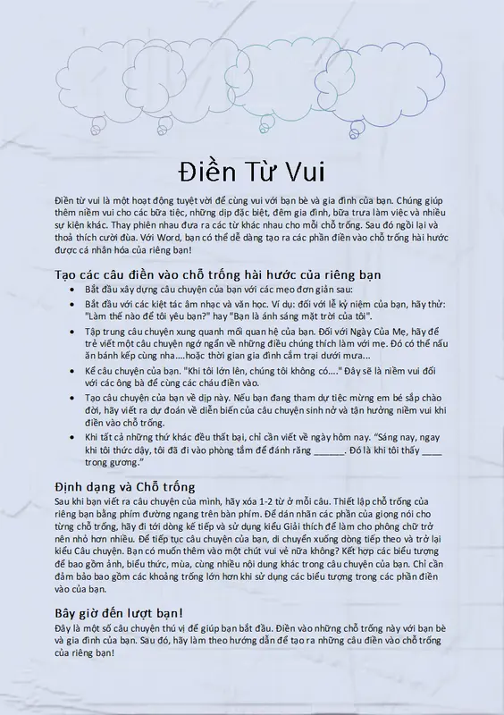 Câu chuyện hài hước chỉ cần điền vào modern simple