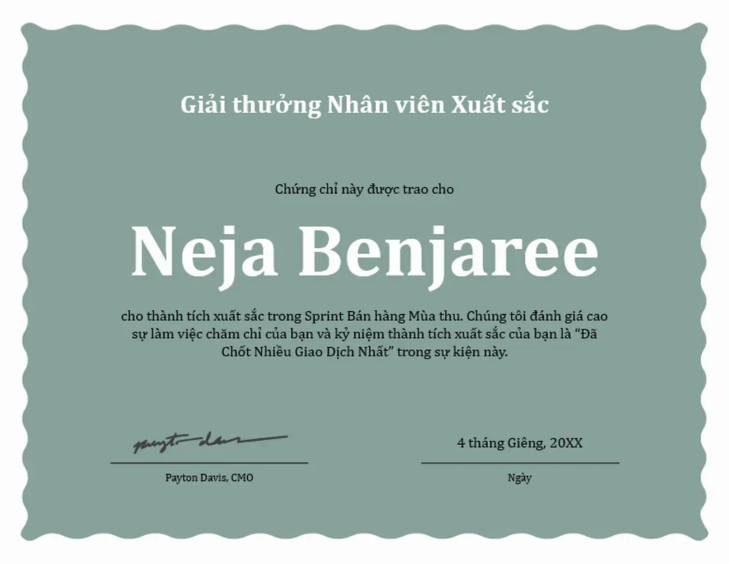 Giải thưởng nhân viên xuất sắc của Wave border  modern-simple