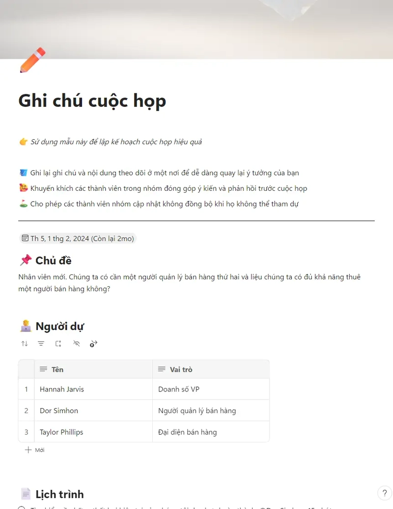 Ghi chú cuộc họp