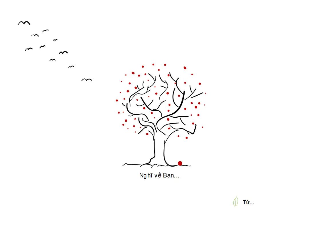 Thiệp chia buồn hình cây cối whimsical-line