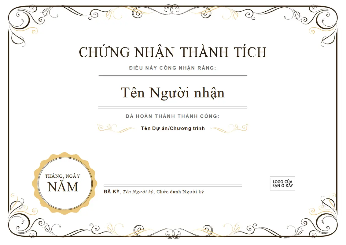 Chứng nhận Thành tích