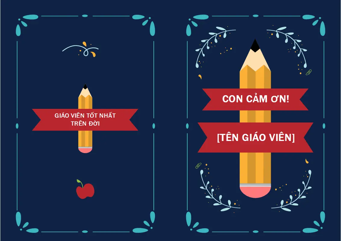 Thiệp cảm ơn giáo viên whimsical-line